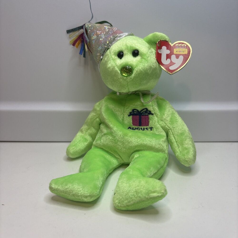 Ty Beanie Baby August Hat - MWMT, Bear Birthday